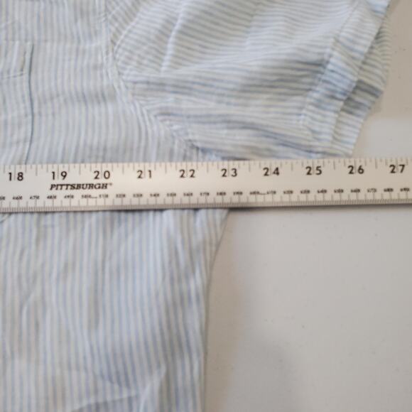 Faherty Shirt Mens Large Blue Striped Short Sleeve Button Down Organic Cotton - Picture 6 of 9